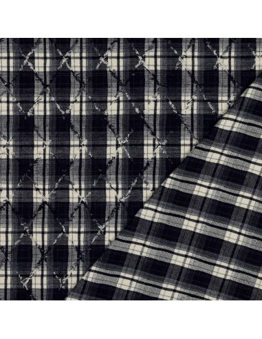 Tissus à carreaux tartan surpiqûres losange - Bleu marine