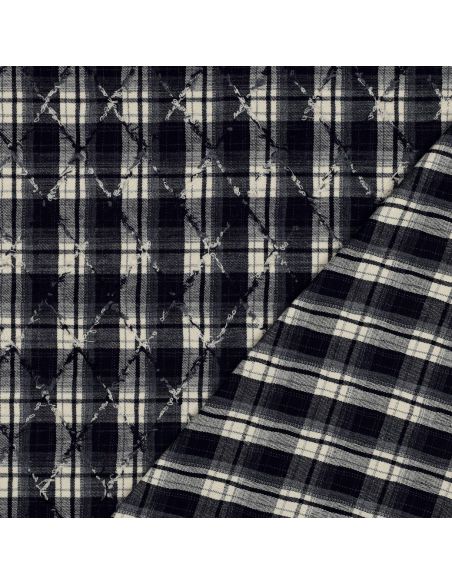 Tissus à carreaux tartan surpiqûres losange - Bleu marine