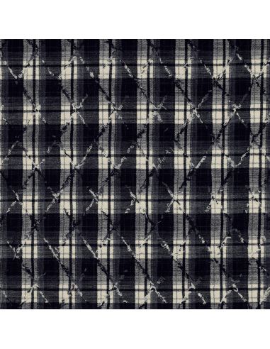 Tissus à carreaux tartan surpiqûres losange - Bleu marine