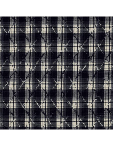 Tissus à carreaux tartan surpiqûres losange - Bleu marine