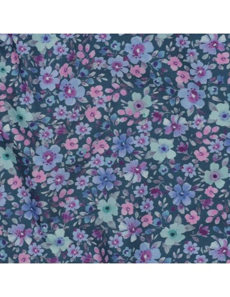 Tissu popeline de coton Apolline - Bleu pétrole