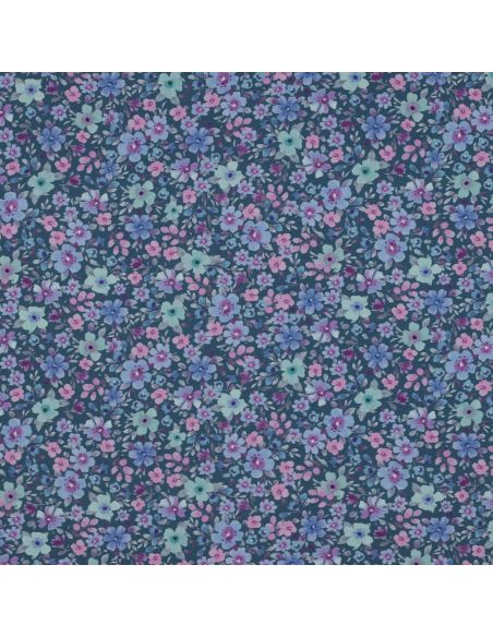 Tissu popeline de coton Apolline - Bleu pétrole