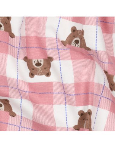 Tissu flanelle petits oursons - Rose clair