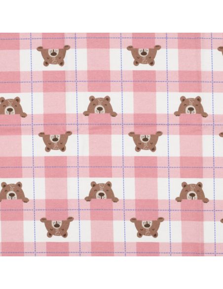 Tissu flanelle petits oursons - Rose clair