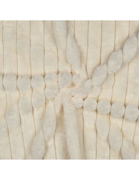 Tissu fausse fourrure rayures - Écru