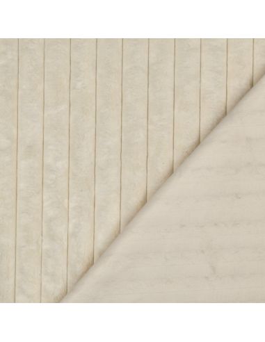 Tissu fausse fourrure rayures - Écru