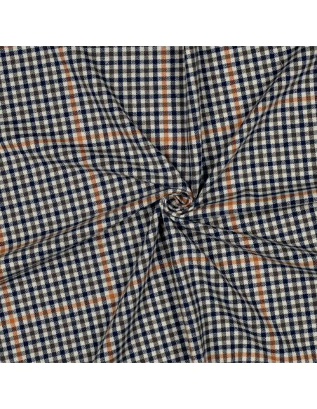 Tissu à carreaux - Écru, bleu et orange