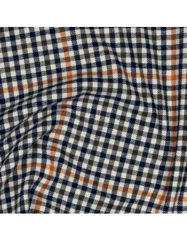 Tissu à carreaux - Écru, bleu et orange