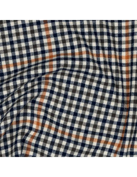 Tissu à carreaux - Écru, bleu et orange