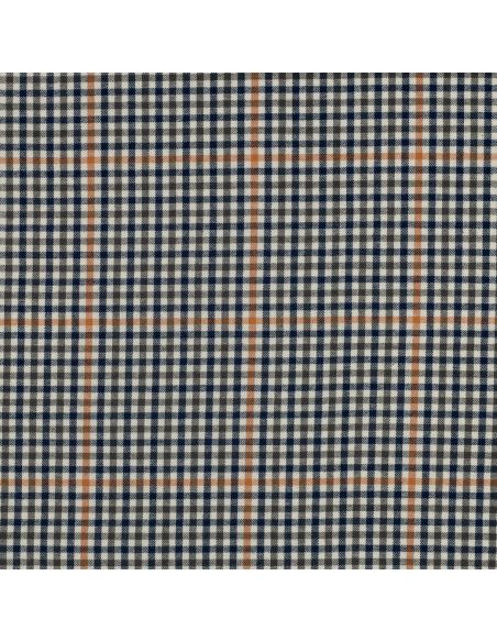 Tissu à carreaux - Écru, bleu et orange