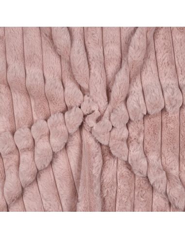 Tissu fausse fourrure rayures - Vieux rose