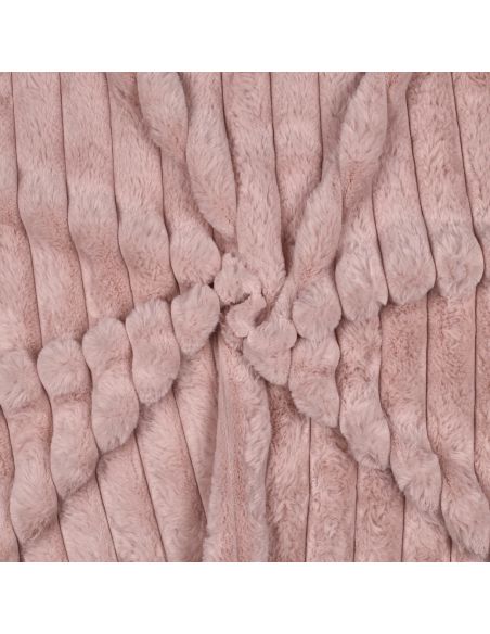 Tissu fausse fourrure rayures - Vieux rose