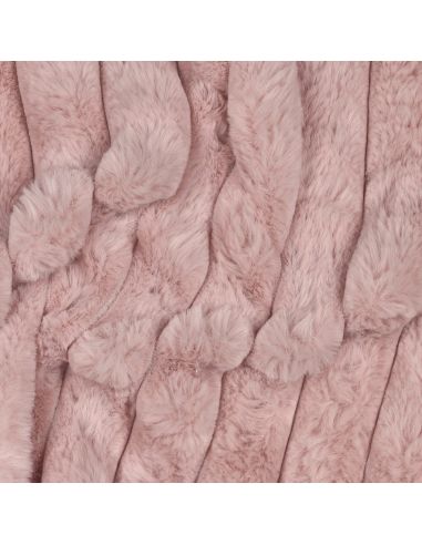 Tissu fausse fourrure rayures - Vieux rose