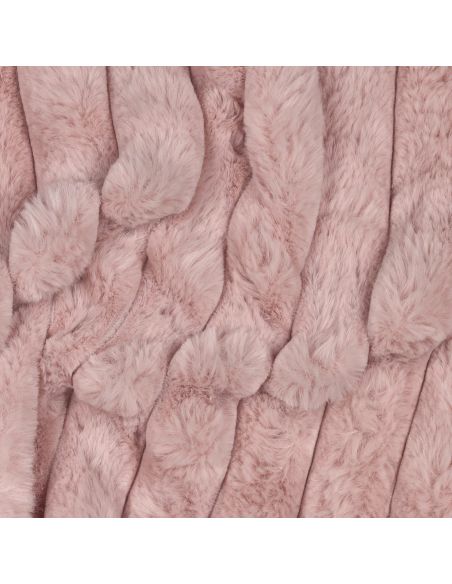 Tissu fausse fourrure rayures - Vieux rose