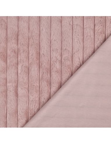 Tissu fausse fourrure rayures - Vieux rose