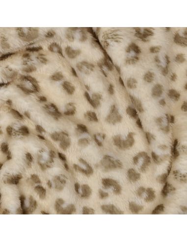 Tissu doudou léopard bicôté - Beige