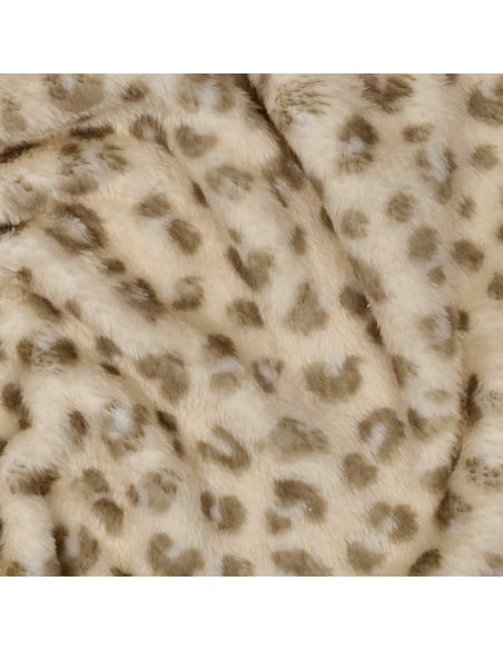Tissu doudou léopard bicôté - Beige