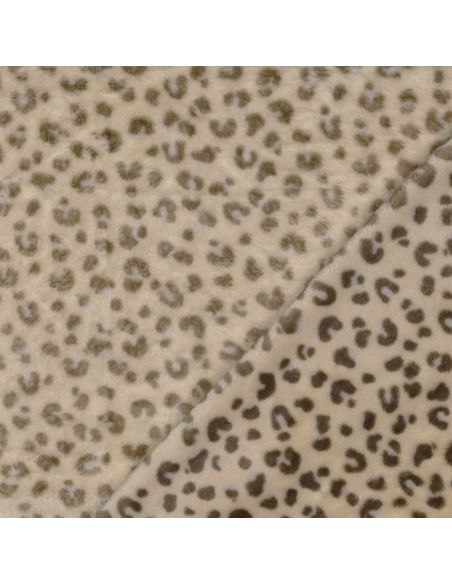 Tissu doudou léopard bicôté - Beige