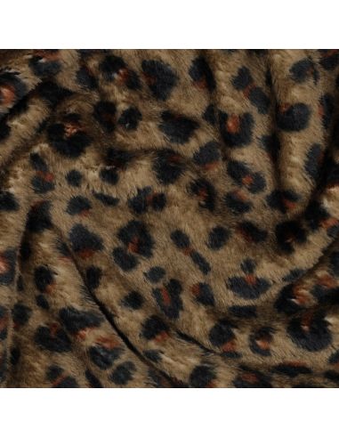Tissu doudou léopard bicôté - Brun