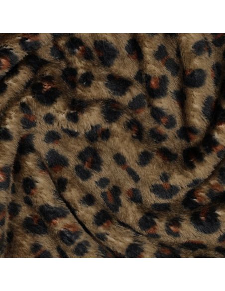 Tissu doudou léopard bicôté - Brun