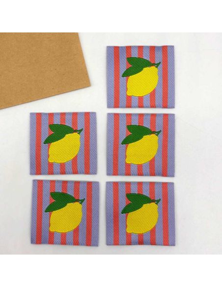 Lot de 5 étiquettes tissées à coudre Limoncello