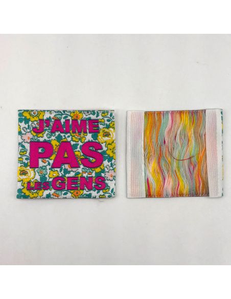Lot de 5 étiquettes tissées à coudre J'aime pas les gens - Fleuri