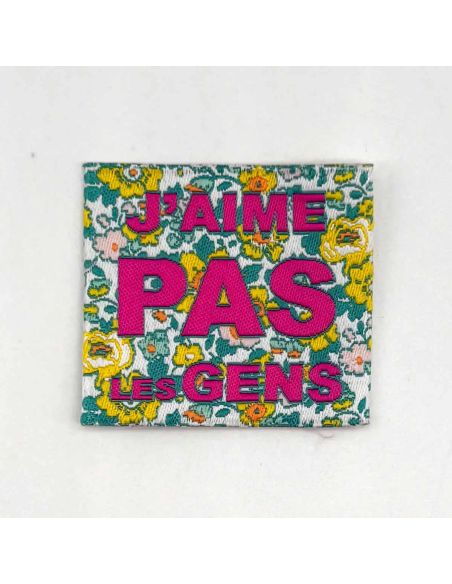 Lot de 5 étiquettes tissées à coudre J'aime pas les gens - Fleuri
