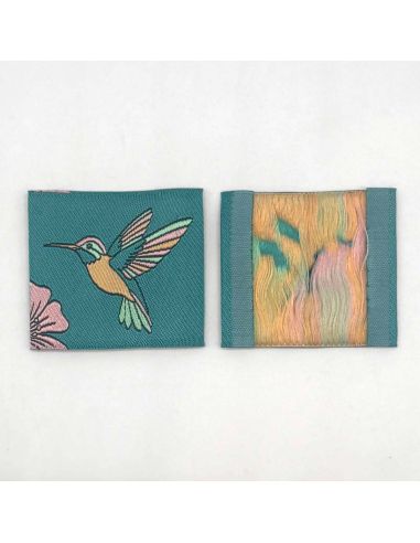 Lot de 5 étiquettes tissées à coudre Colibri - Céladon