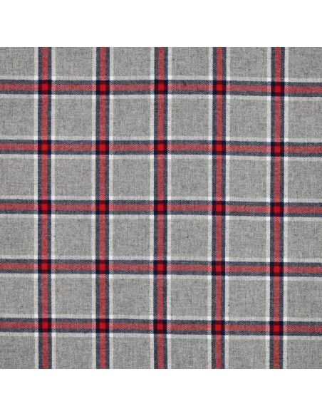 Tissu coton tartan écossais - Gris et rouge