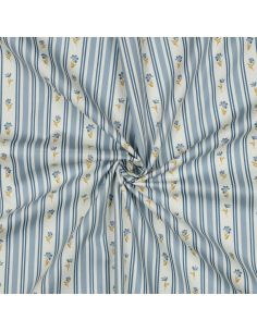 Tissu popeline de coton Flora - Bleu