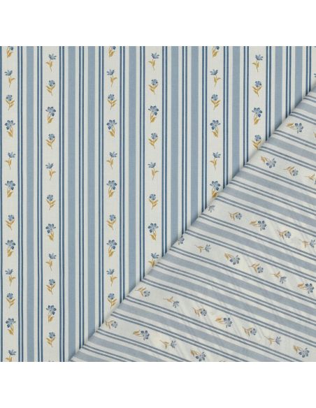 Tissu popeline de coton Flora - Bleu