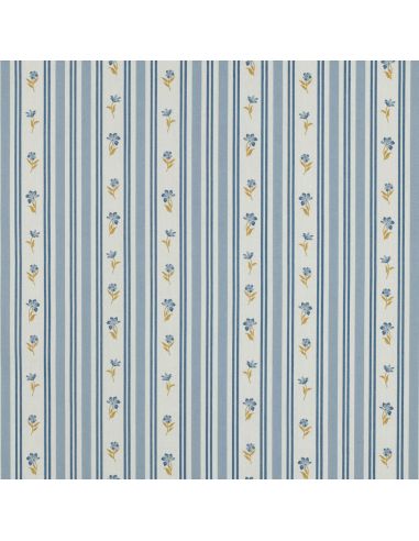 Tissu popeline de coton Flora - Bleu
