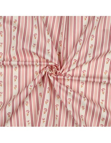Tissu popeline de coton Flora - Rose