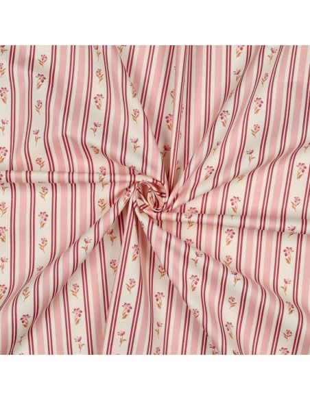 Tissu popeline de coton Flora - Rose
