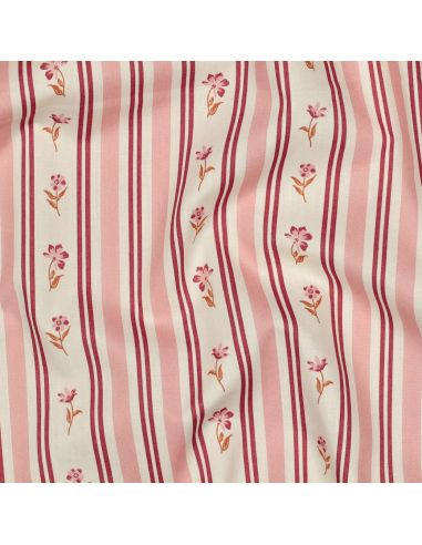 Tissu popeline de coton Flora - Rose