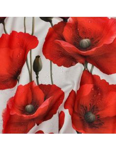 Nappe déperlante coquelicots - Rouge sur fond blanc 2