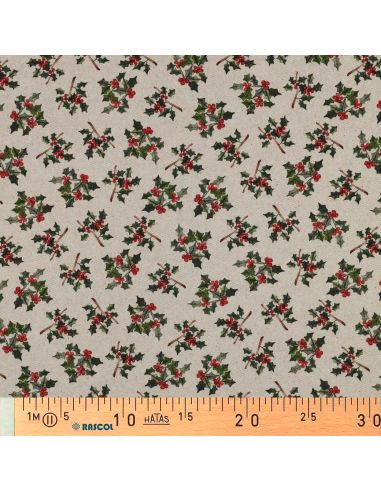 Toile de coton canvas Noël - Houx