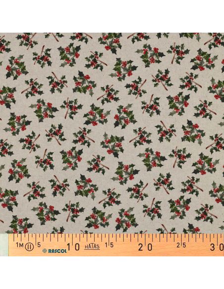 Toile de coton canvas Noël - Houx