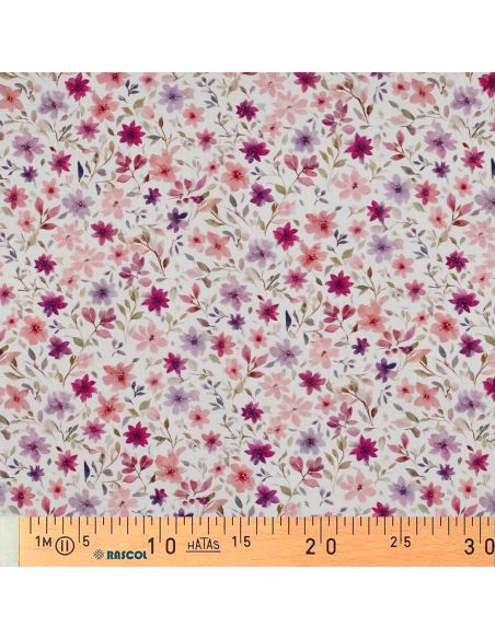 Tissu popeline de coton - Lyana fond blanc