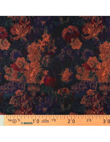 Tissu jacquard - Fleurs d'automnes