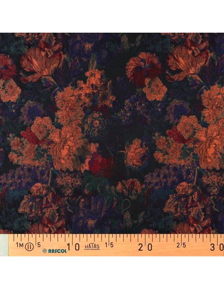 Tissu jacquard - Fleurs d'automnes
