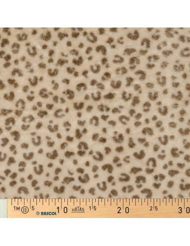 Tissu doudou léopard bicôté - Beige