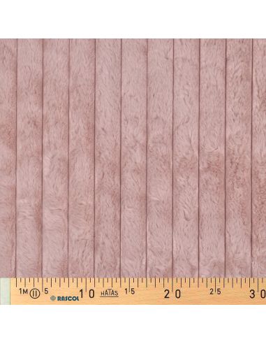 Tissu fausse fourrure rayures - Vieux rose