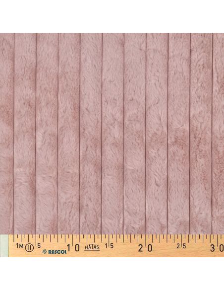 Tissu fausse fourrure rayures - Vieux rose
