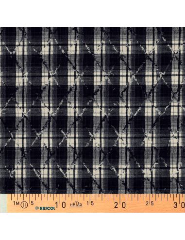 Tissu à carreaux tartan surpiqûres losange - Bleu marine