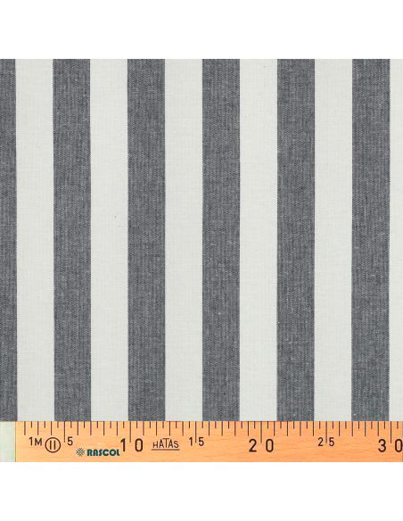 Tissus coton rayé fil teint - Bleu marine