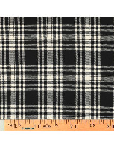 Tissu tartan écossais - Noir et écru