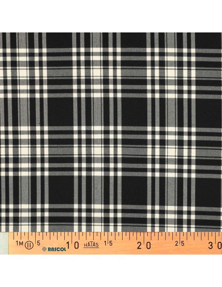 Tissu tartan écossais - Noir et écru