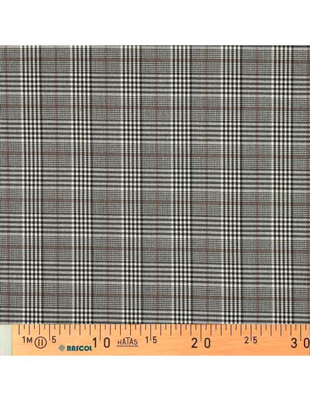 Tissu tartan écossais - Noir et beige