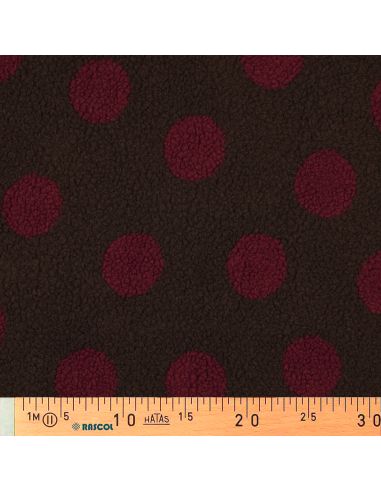 Tissu fourrure Teddy - Gros pois burgundy